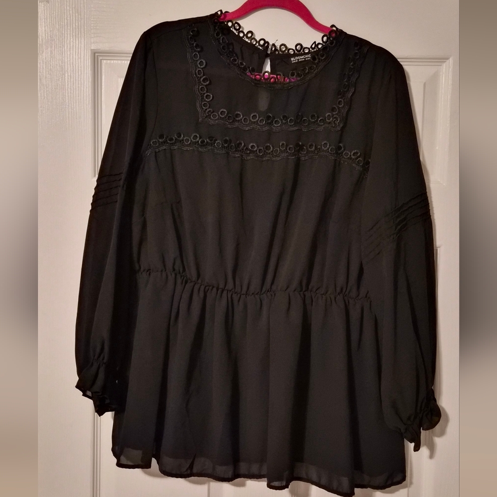BloomChic Black Lace Trim Blouse